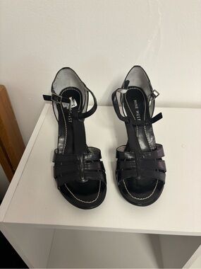Nine West Black Strappy Ankle-Heel Sandals
